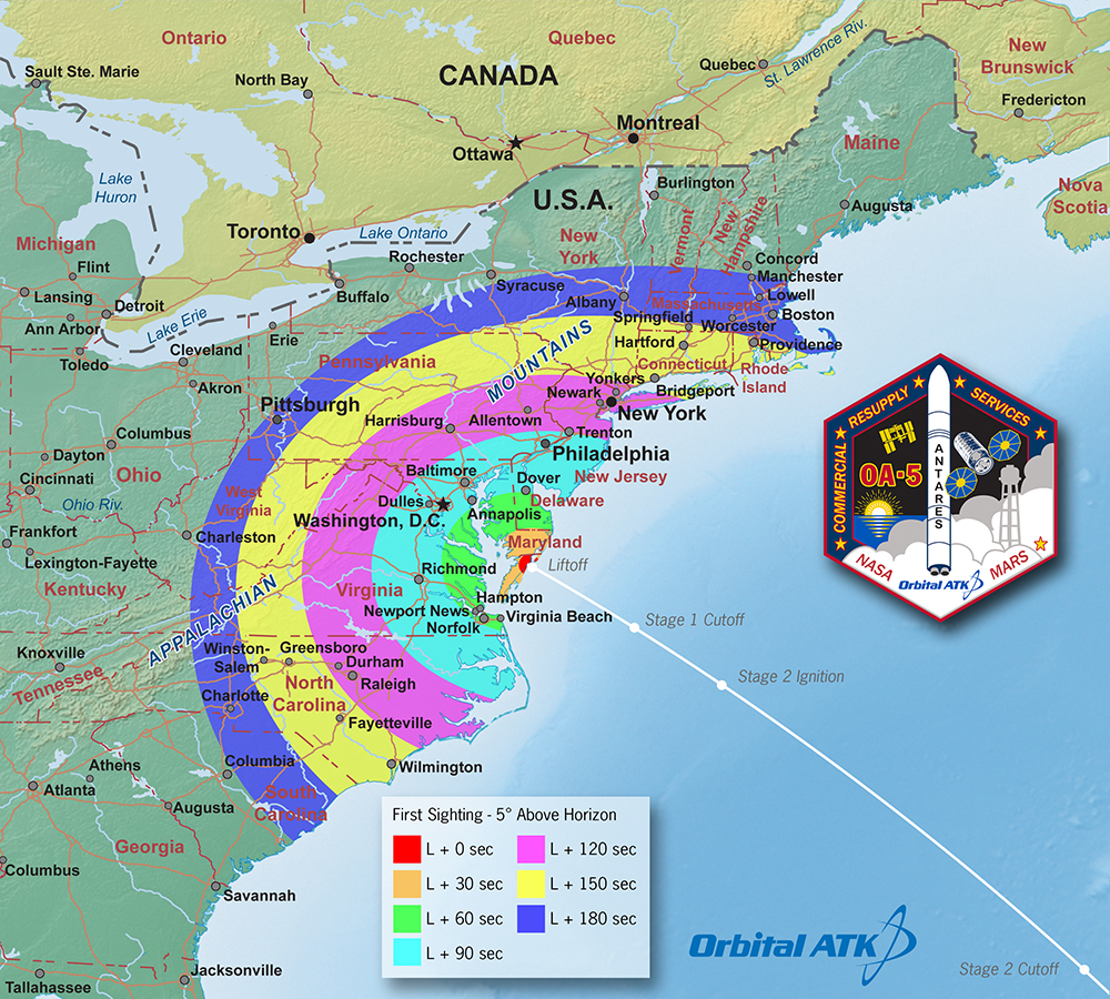 Nighttime Launch of Private Cargo Ship Visible Along US East Coast on Sunday